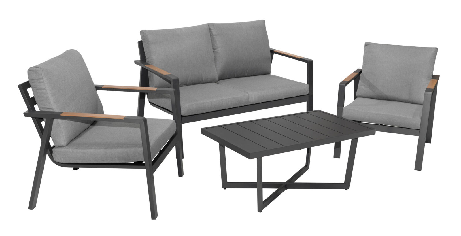 aluminijska vrtna garnitura - sofa + 2 fotelje + stol - slika 2