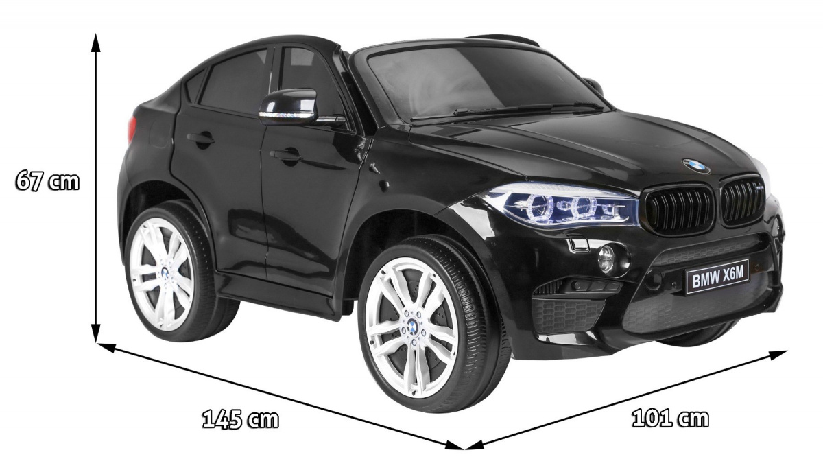 licencirani auto na akumulator bmw x6m xxl - dvosjed - crni/lakirani - slika 2