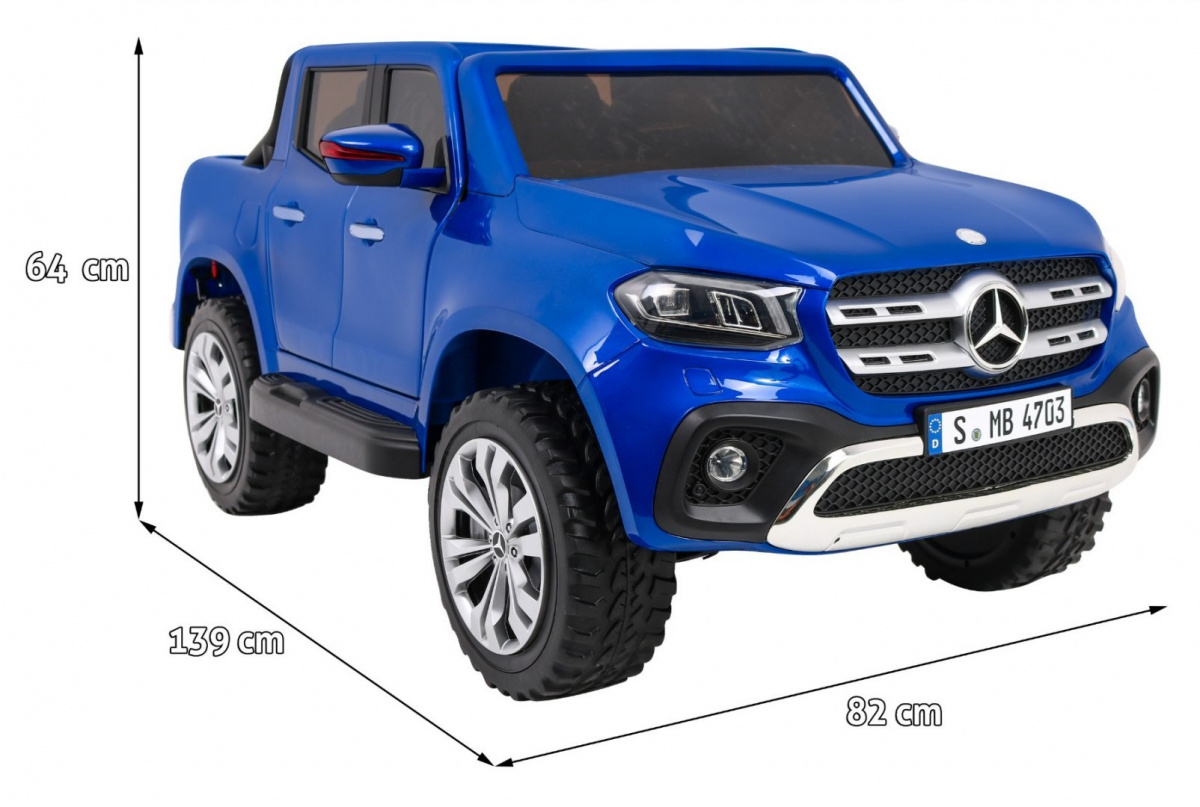 licencirani auto na akumulator mercedes benz x-class mp4 - dvosjed - plavi/lakirani - slika 2