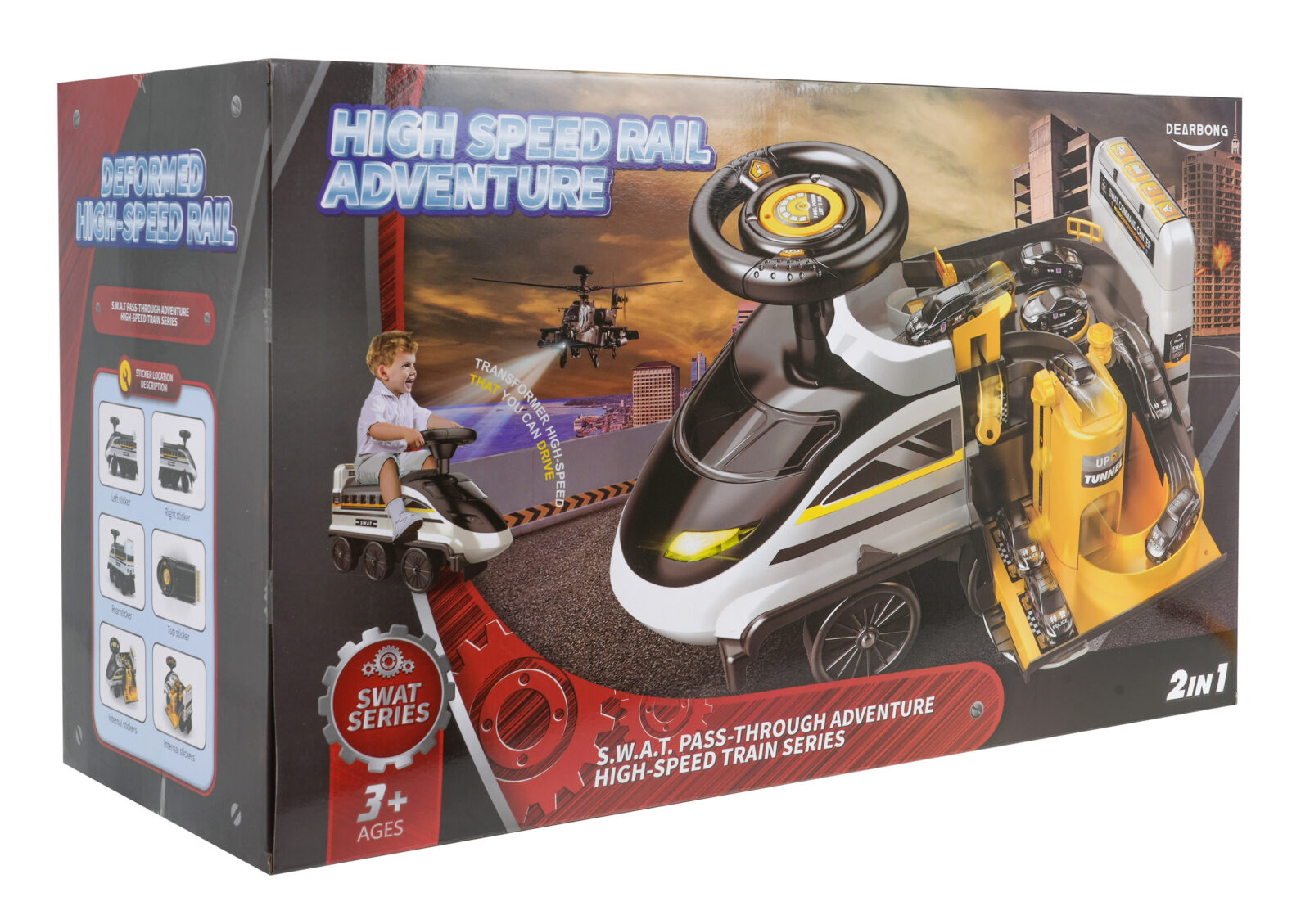 dječja guralica rider 2in1 police - crna - slika 2