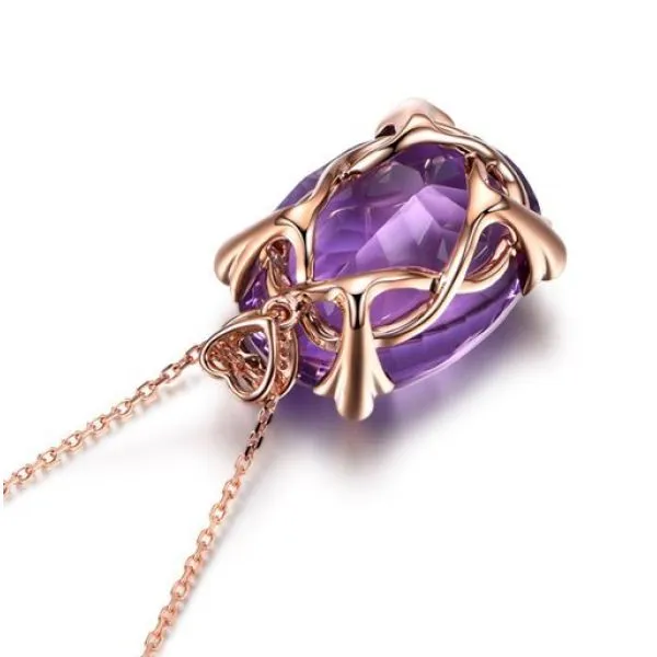 ženski medaljon, purple stone, 18k pozlata - slika 2