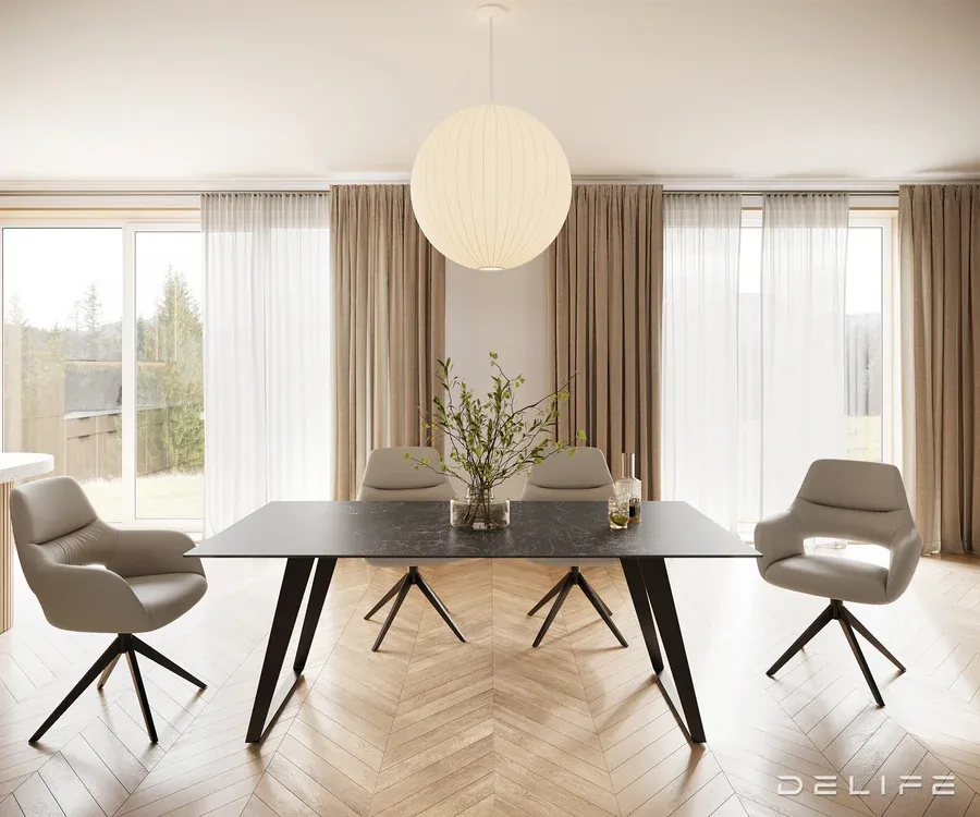 blagovaonski stol edge 200x100, materijal: keramika laminam nero greco - slika 2