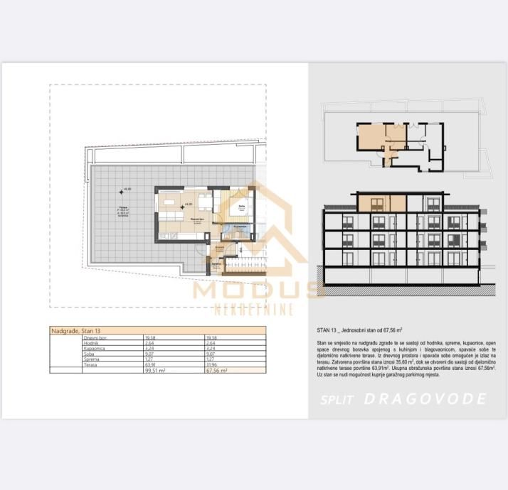 split, dragovode- jednosoban penthouse s velikom terasom** (prodaja) - slika 9