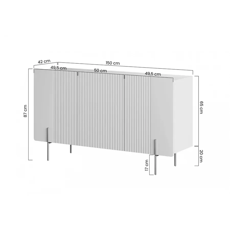 komoda malmi 150 cm, 3 vrata i 3 police, materijal: mdf - slika 7