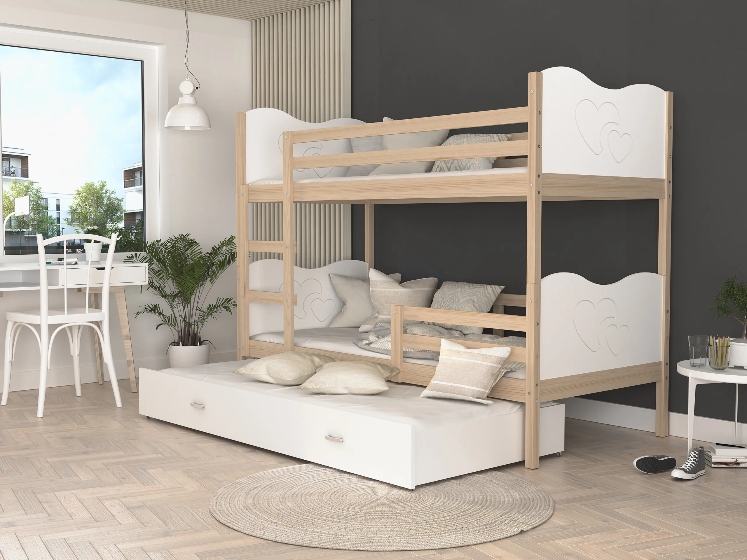 max 3 krevet na kat s tri ležaja 190×80 – srce - slika 2