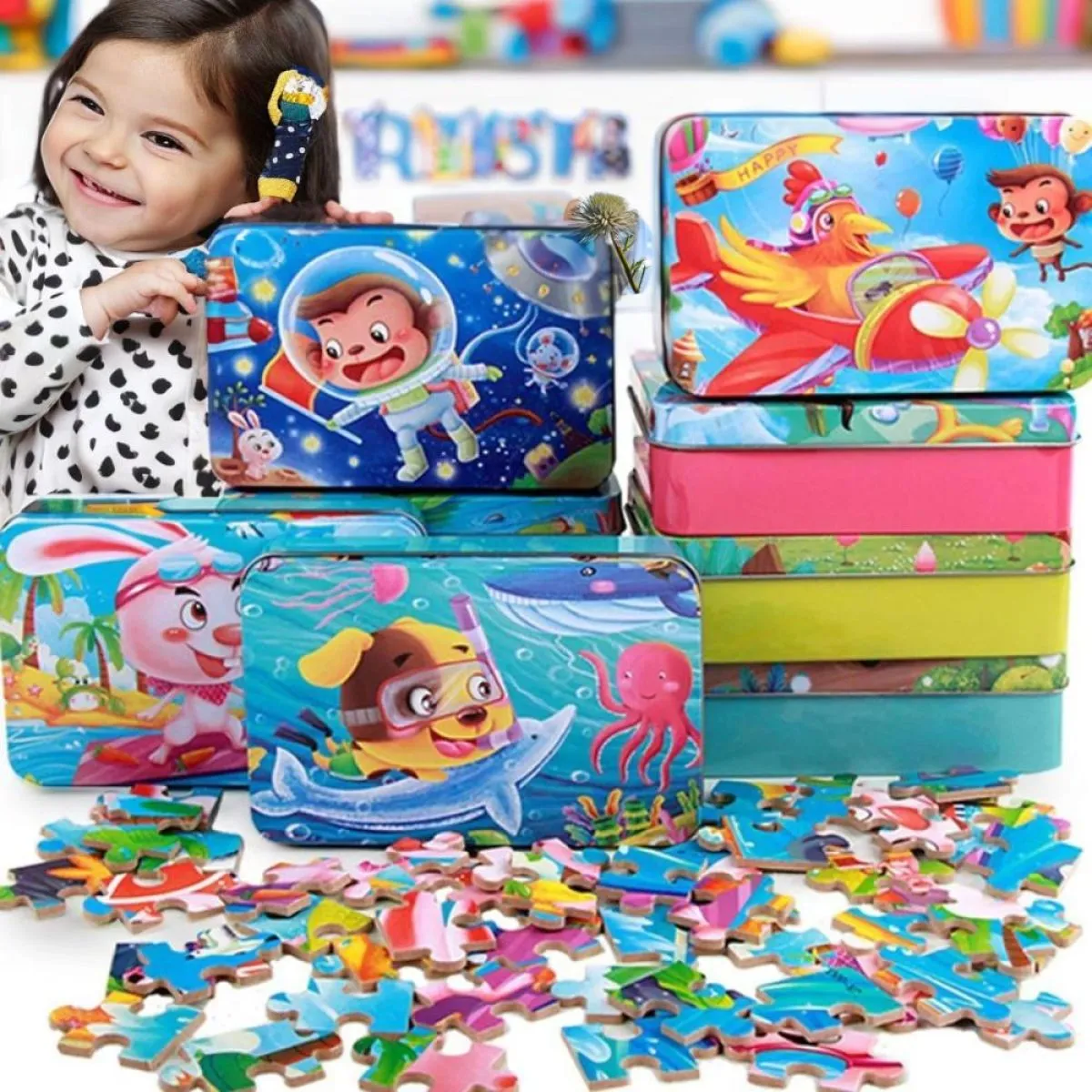 Drvene Puzzle u metalnoj kutiji (70 komada) Promo - Zagreb
