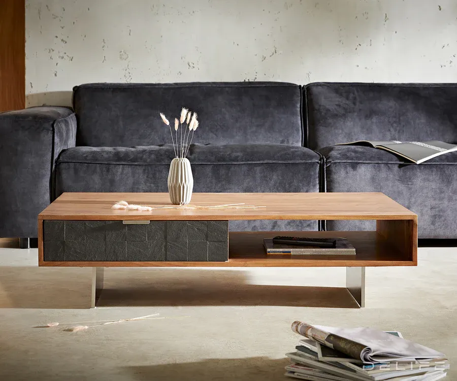 klub stolić teele 115x60cm, 2 ladice, materijal: bagrem - slika 2