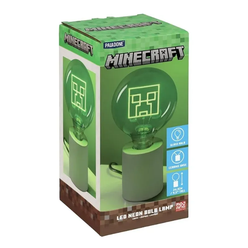 paladone minecraft creeper led neon bulb lamp - slika 3