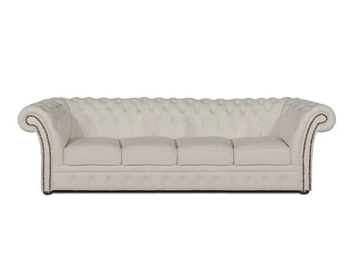 chesterfield garnitura winfield basic leather | 4-sjedišta | white - slika 1