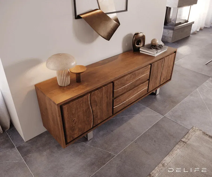 komoda live edge, 200x45cm, materijal: bagrem - slika 4