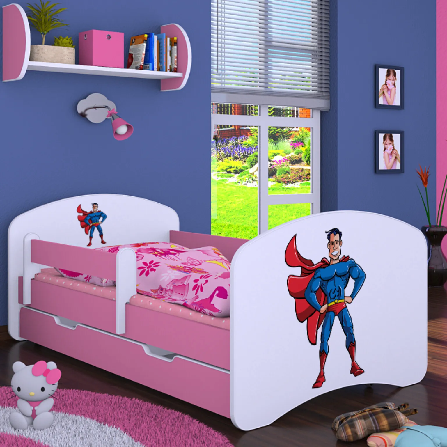 drveni dječji krevet happy superman s ladicom – 180*90 - slika 2