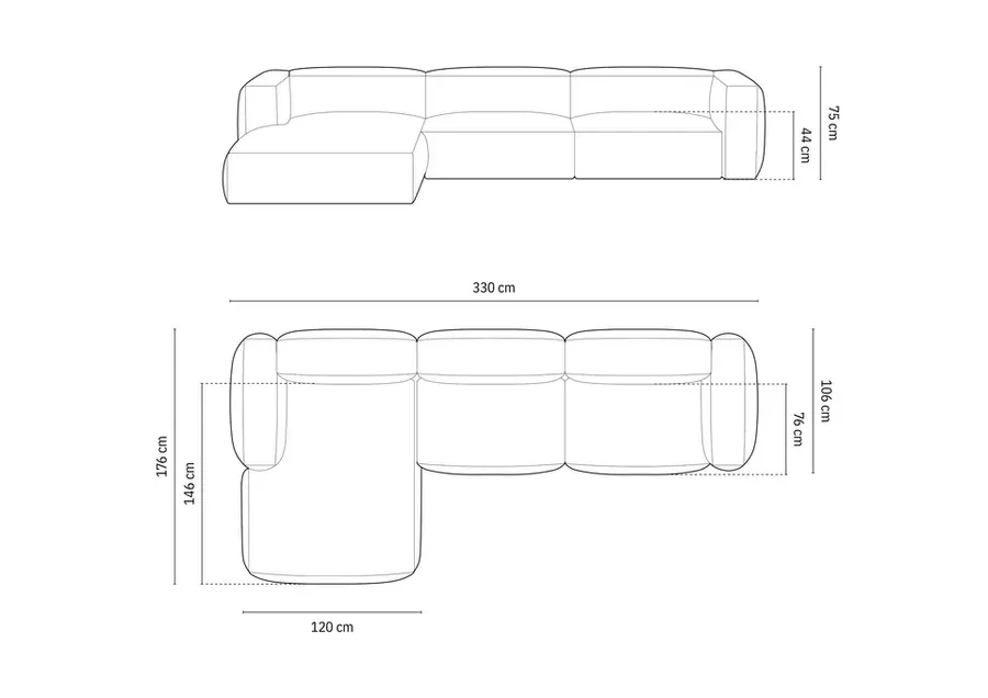 kutna garnitura martina, 330x176cm, materijal: baršun - slika 6