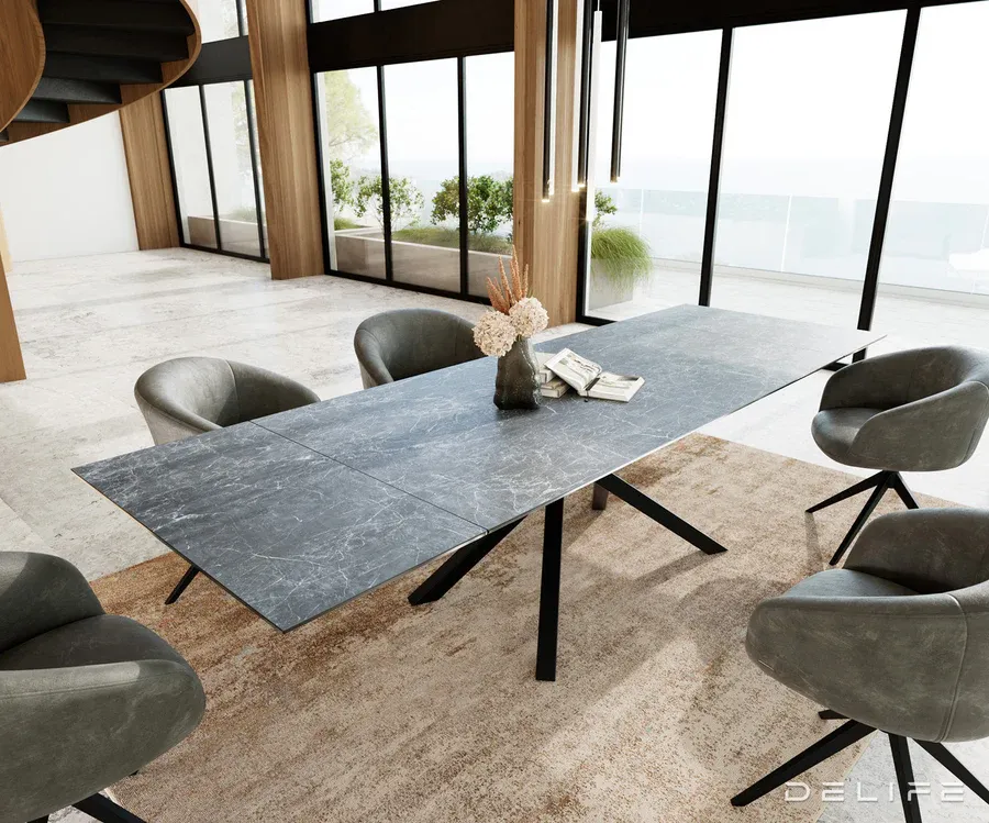 Blagovaonski stol Edge, 200/300x100, Materijal: Keramika Laminam Nero - Čakovec, Čakovec-zapad