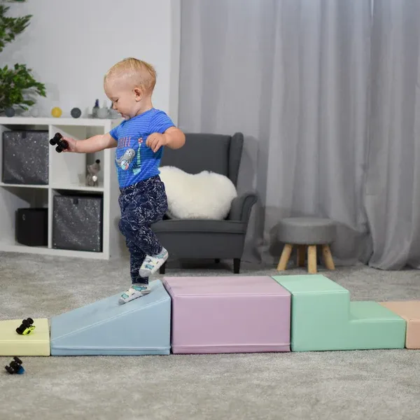 set pjenastih blokova soft play 5 - svijetlo pastelna kutna penjalica - slika 10