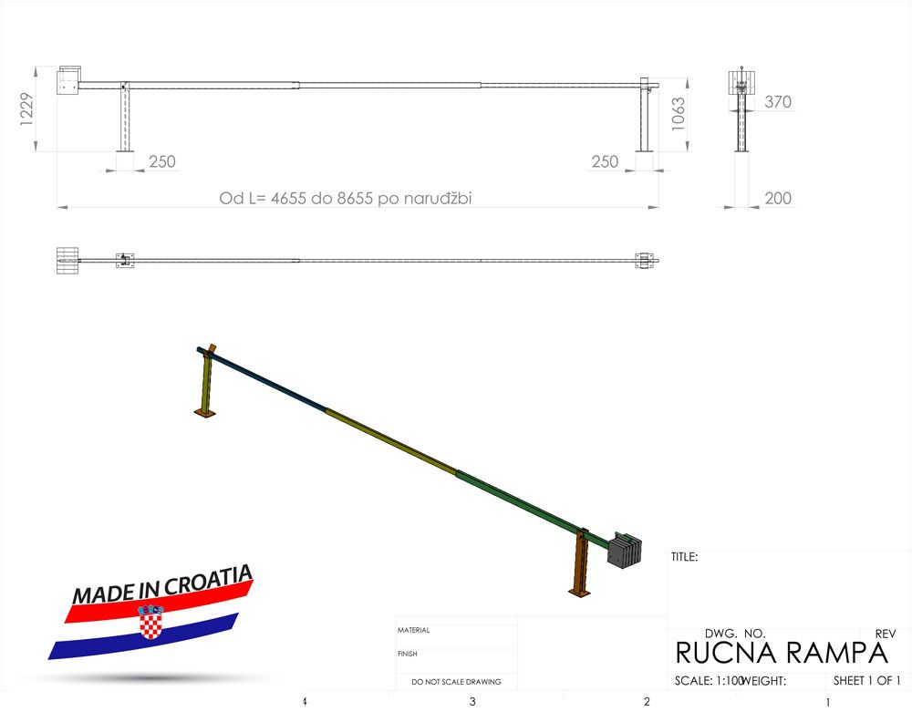 mehanička barijera park 4,5-7,5m za samo-montažu - slika 2