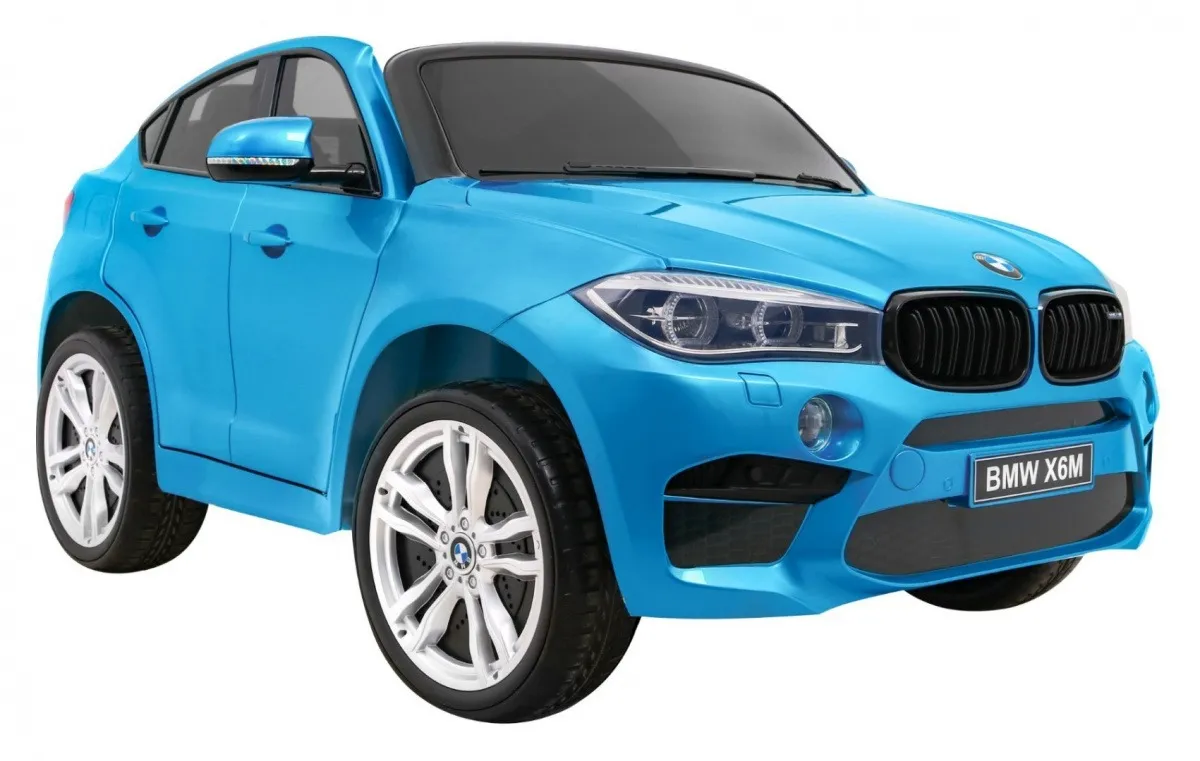 licencirani auto na akumulator bmw x6m xxl - dvosjed - plavi/lakirani - slika 10