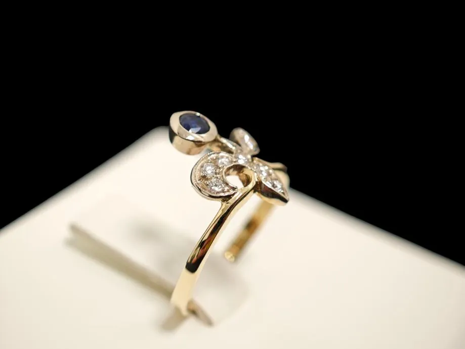 zlatni prsten s dijamantima - 0,12ct - 2,65g .585 (14k) / r1, rate !! - slika 2