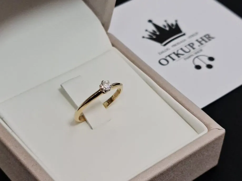 zlatni prsten s dijamantom 0,17ct / r1, rate ! - slika 3