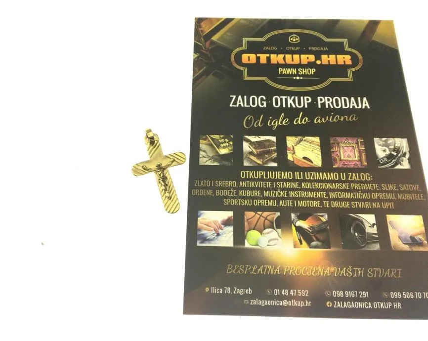 zlatni privjesak raspelo 4,42g 14k / r1, rate !! - slika 3