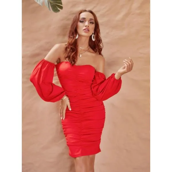haljina otvorenih ramena mini cocktail dress - slika 2