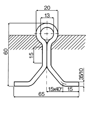donja vodilica za kotače “o” profil u beton ø20 mm – 3m - slika 4