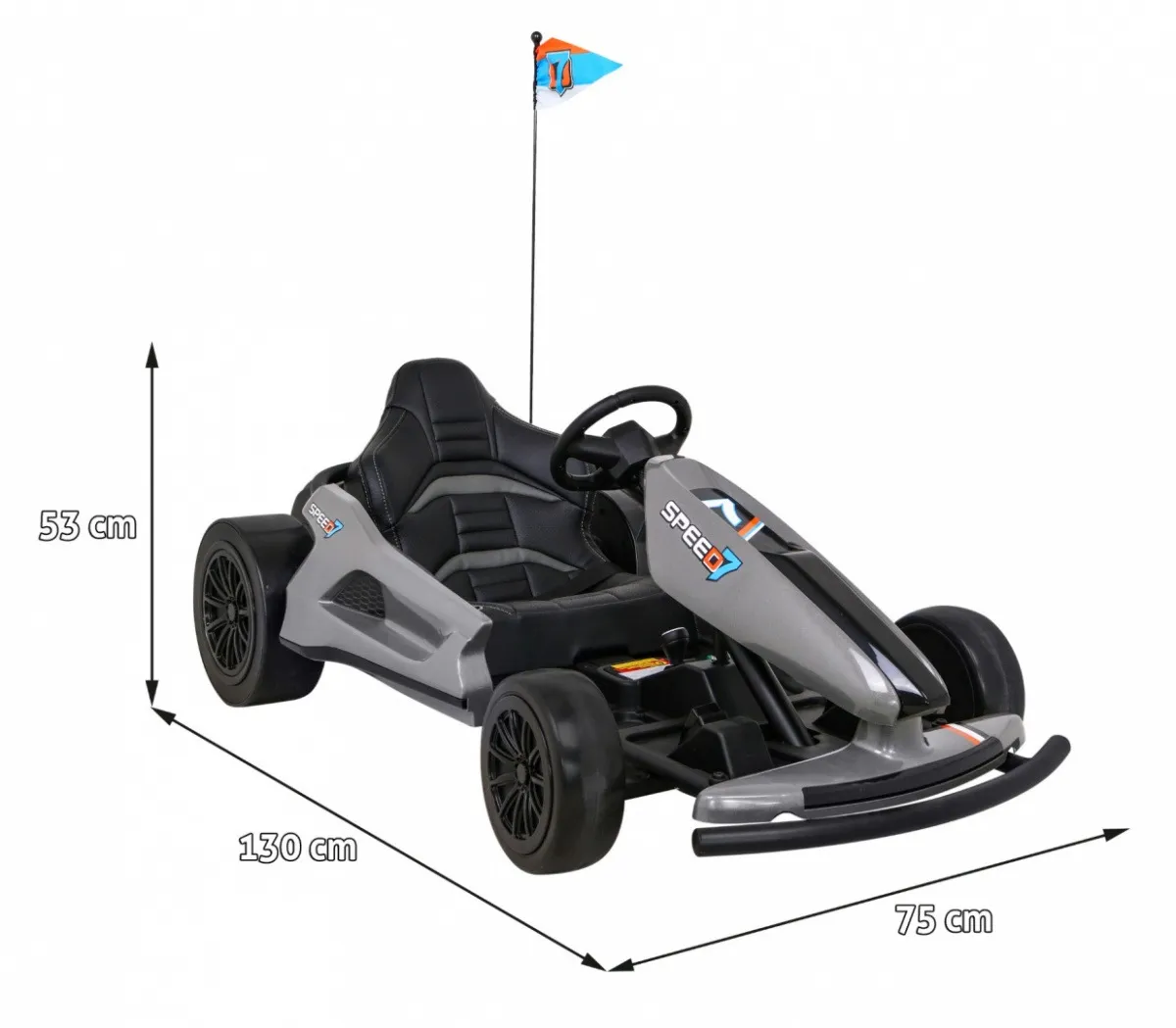 go-kart na akumulator speed 7 drift king - sivi - slika 2