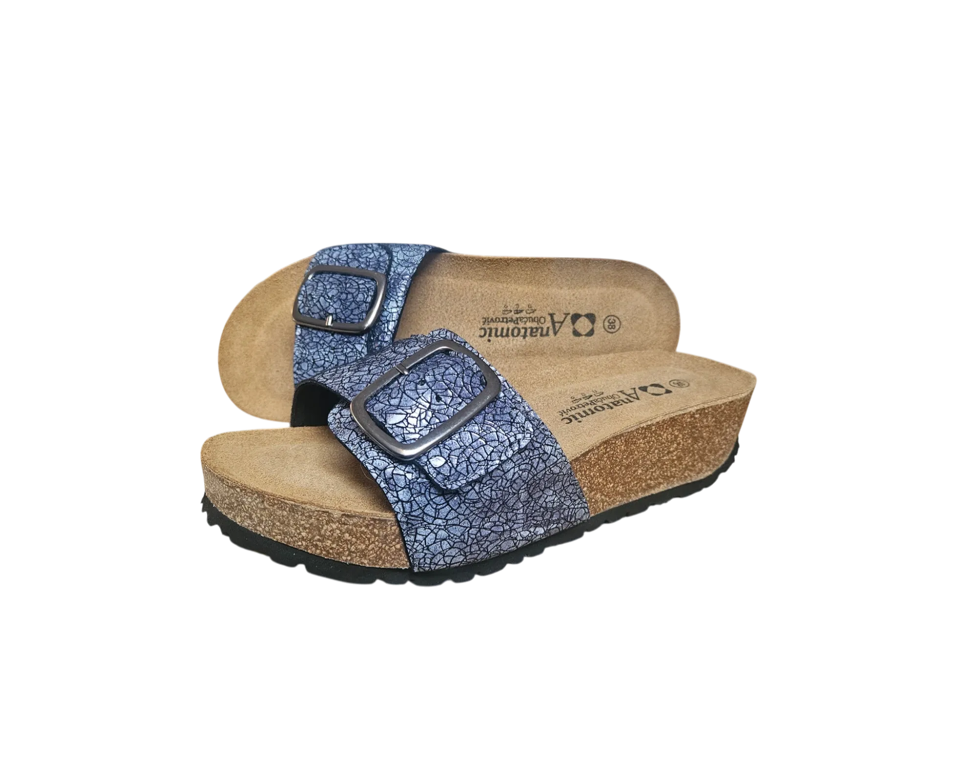 anatomic midnight blue – indigo metalik natikače s popucanim efektom - slika 2