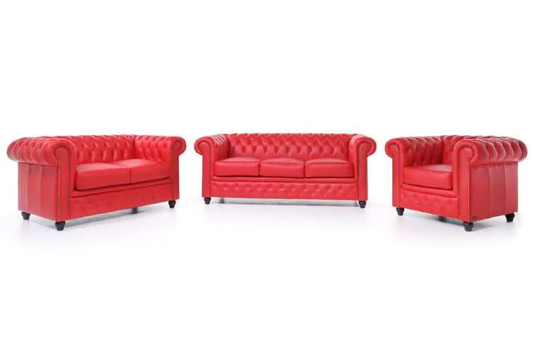chesterfield set garnitura original leather | 1 + 2 + 3 sjedišta | red - slika 1