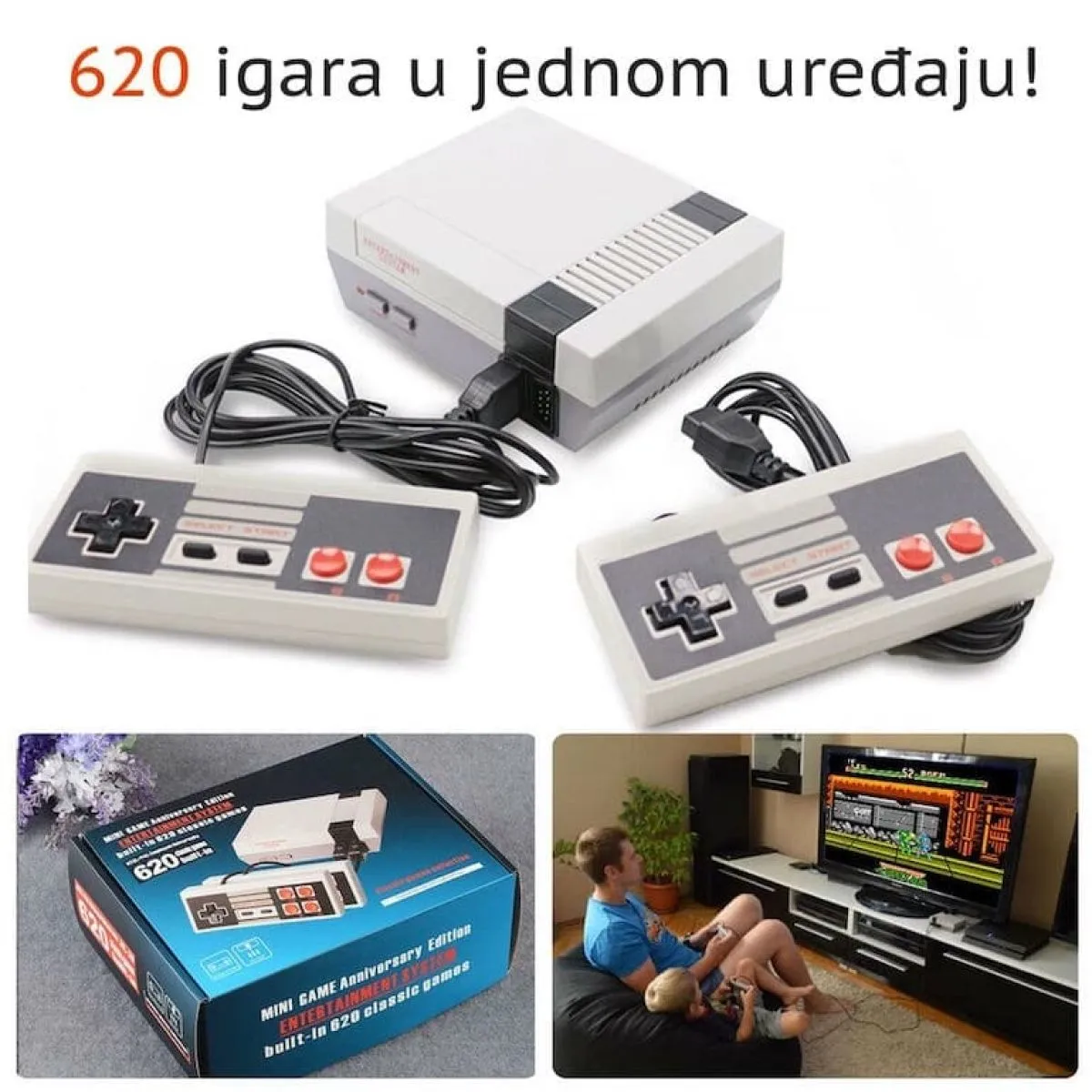 retro igraća konzola 620 igrica za tv + 2 kontrolera - slika 4