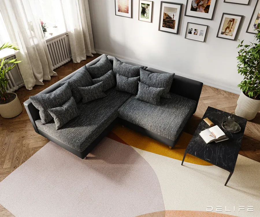 kutna garnitura clovis 200x185cm, materijal: strukturirana tkanina - slika 4