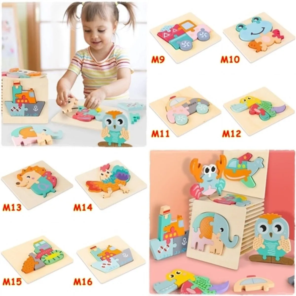 drvene puzzle - paket 3,6,9 ili 12 komada mix - slika 4