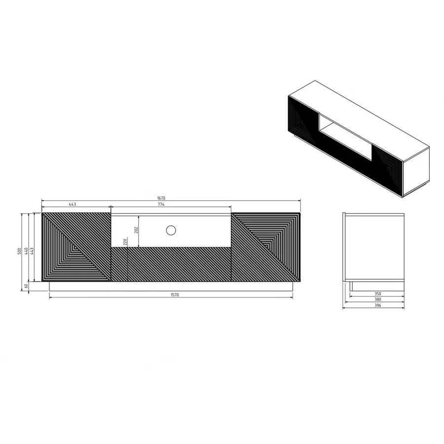 komoda asha 167cm, materijal: hrast - slika 5