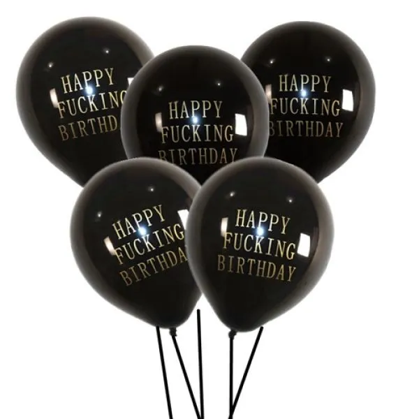 (pak 25kom) lateks baloni - happy fucking birthday - slika 2