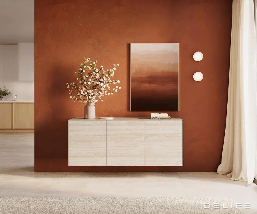 komoda cuor 150x45cm, materijal: keramika laminam travertino bianco - slika 2