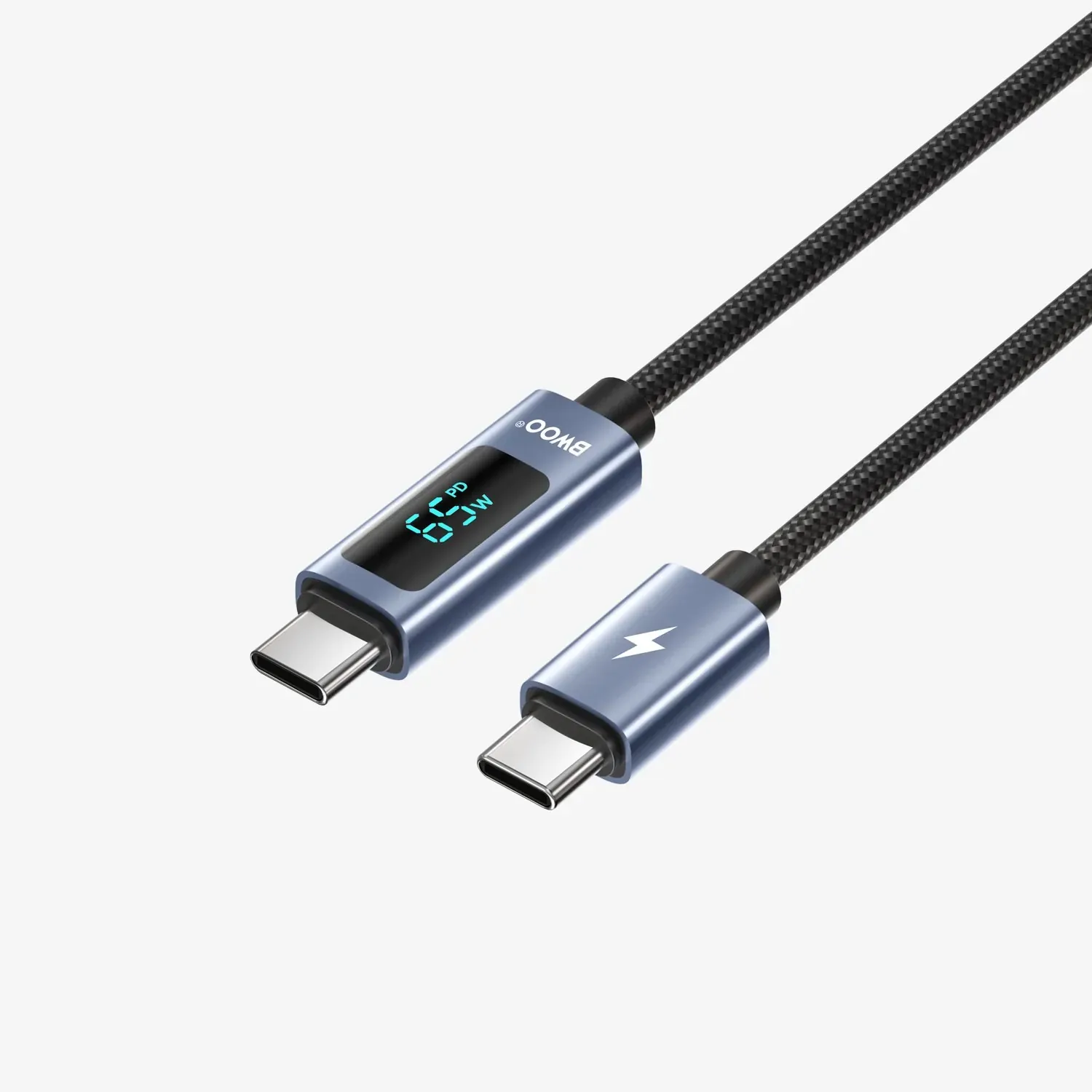 bwoo usb-c na usb-c alu kabel za punjenje s led zaslonom (65w), 1 m - slika 5