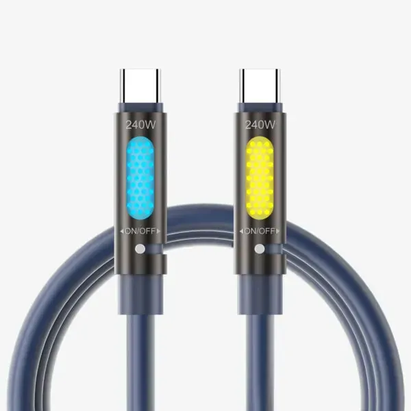 bwoo usb-c na usb-c kabel za punjenje s rgb ambijetalnim osvjetljenjem i aromaterapijom, 240w, 1.2 m - slika 9
