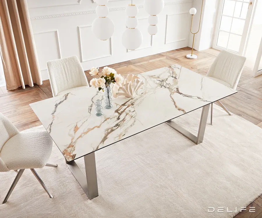 blagovaonski stol edge 200x100, materijal: keramika calacatta - slika 5