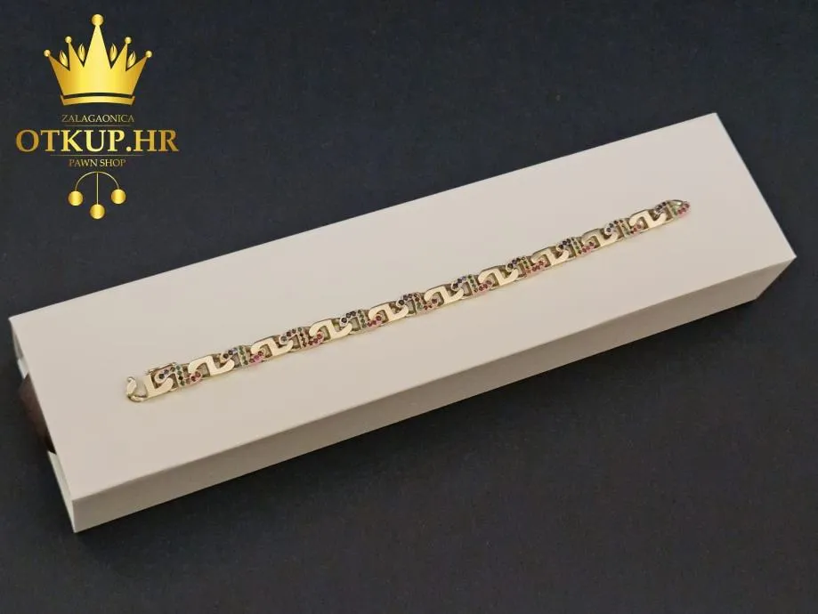 Zlatna Narukvica Sa Dragim Kamenjem .585 (14k), 21,36g, R1, Rate - Zagreb