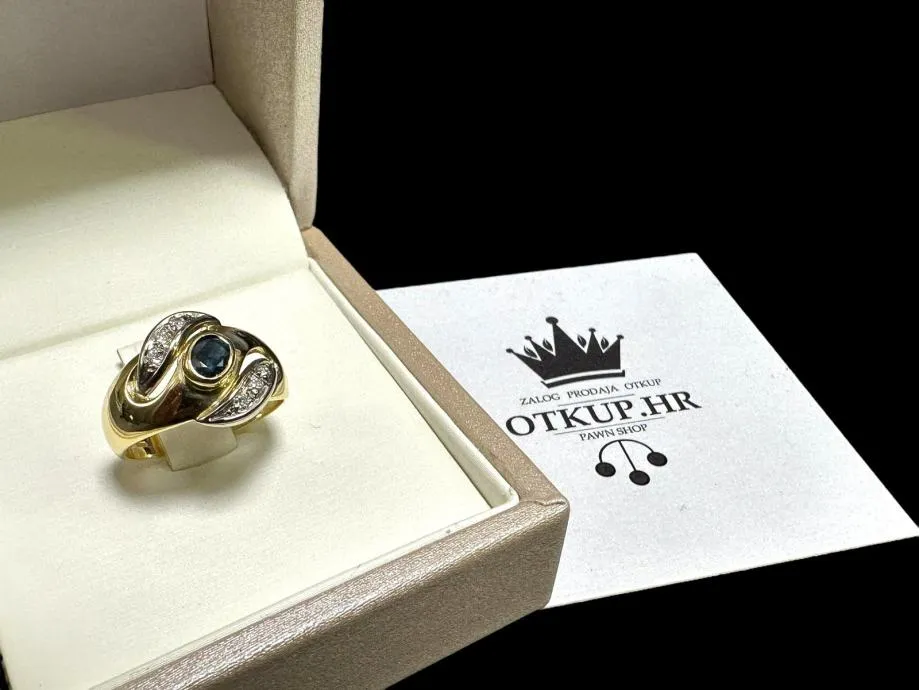 zlatni prsten s dijamantima - 0,06ct - 5,87g .750 / r1, rate !! - slika 4