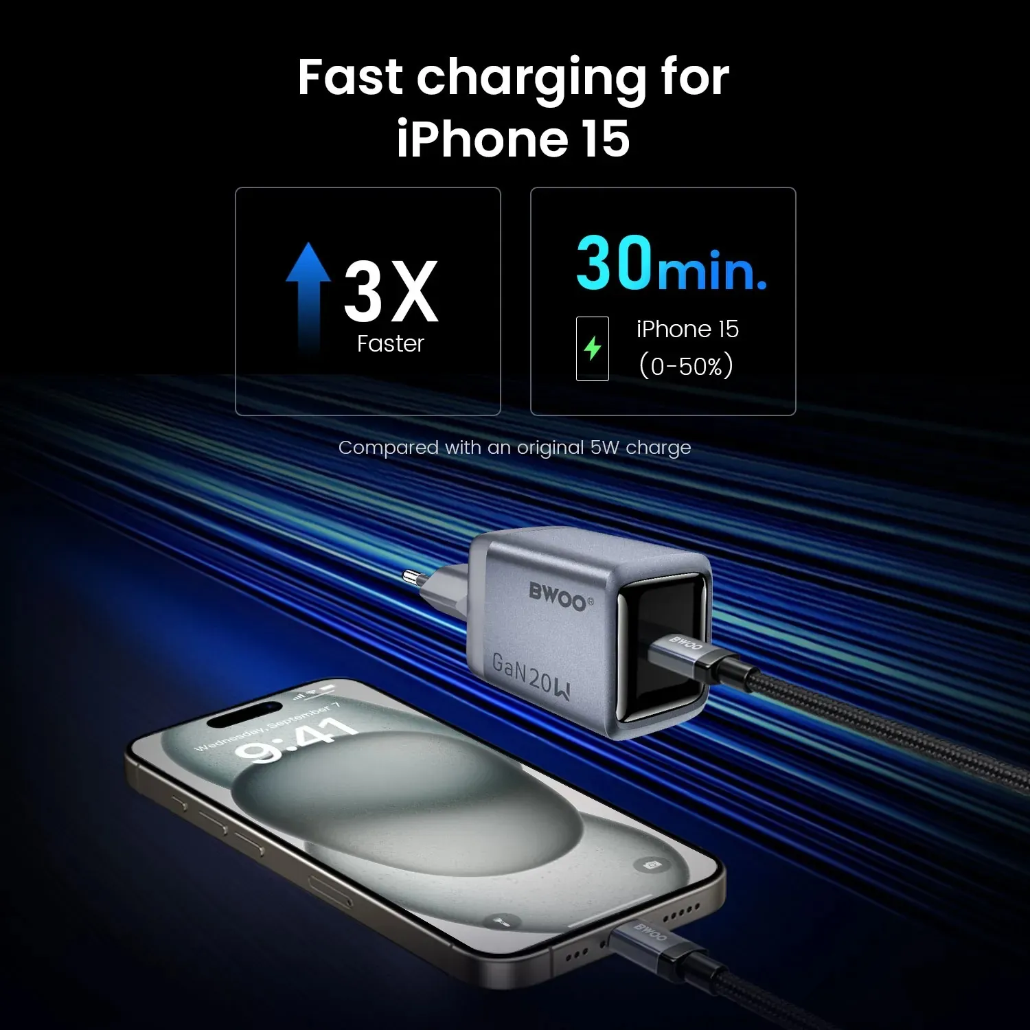 bwoo ganex 20w usb-c gan punjač,otporan na vatru i plamen - slika 3