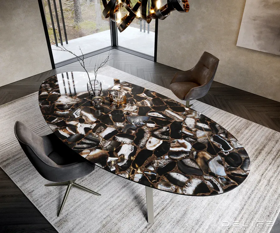 blagovaonski stol edge 280x130cm, materijal: keramika na staklu - slika 3