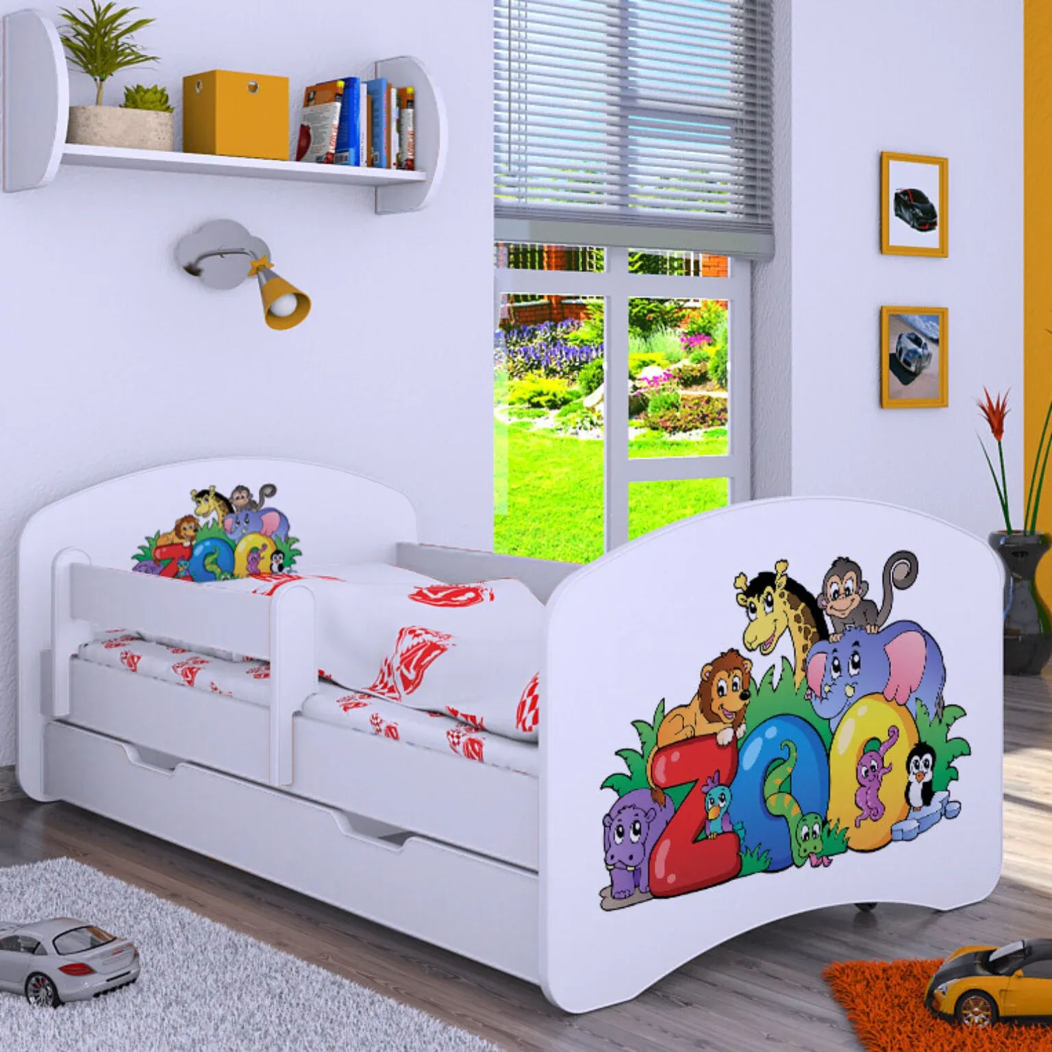 Drveni dječji krevet Happy Zoo s ladicom – 180×90 - Nedeljanec, Vidovec